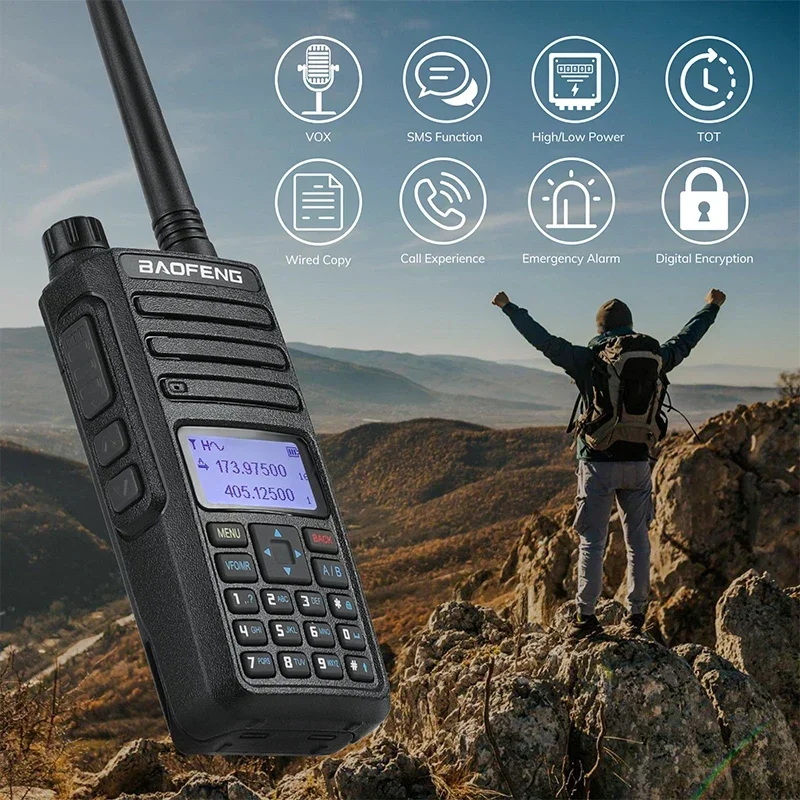 Baofeng DR 1801 Walkie Talkie Large Screem Tier 1+2 Dual Time Slot Digital Dual band 136-174 400-470MHz Portabsle AES256 Radio