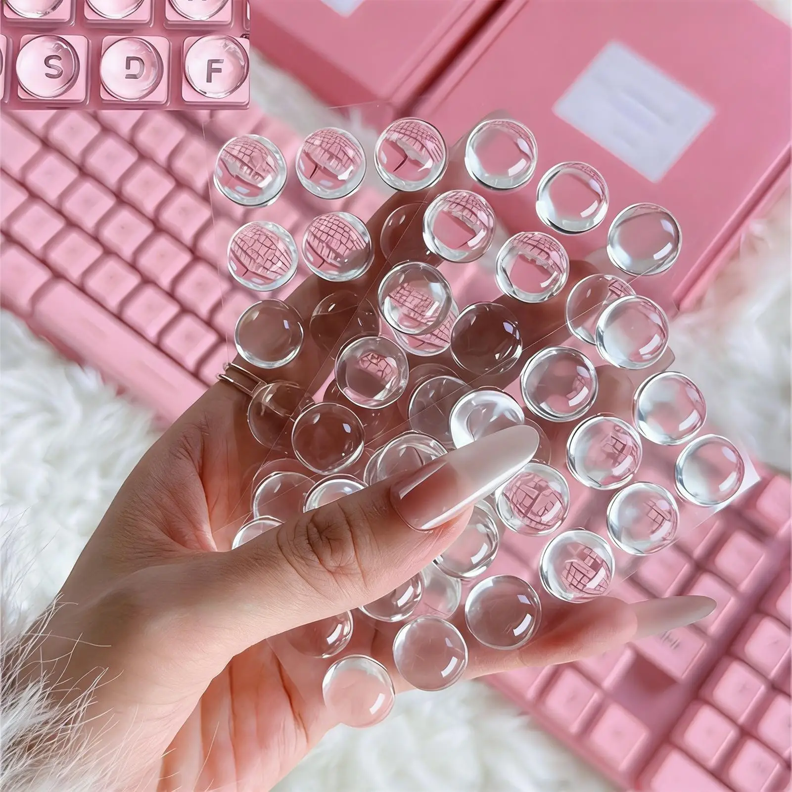 

Наклейки на клавиатуру для длинных ногтей, компьютерные аксессуары, прозрачные накладки на клавиатуру для женщин, девушек, дам, домашнего офиса