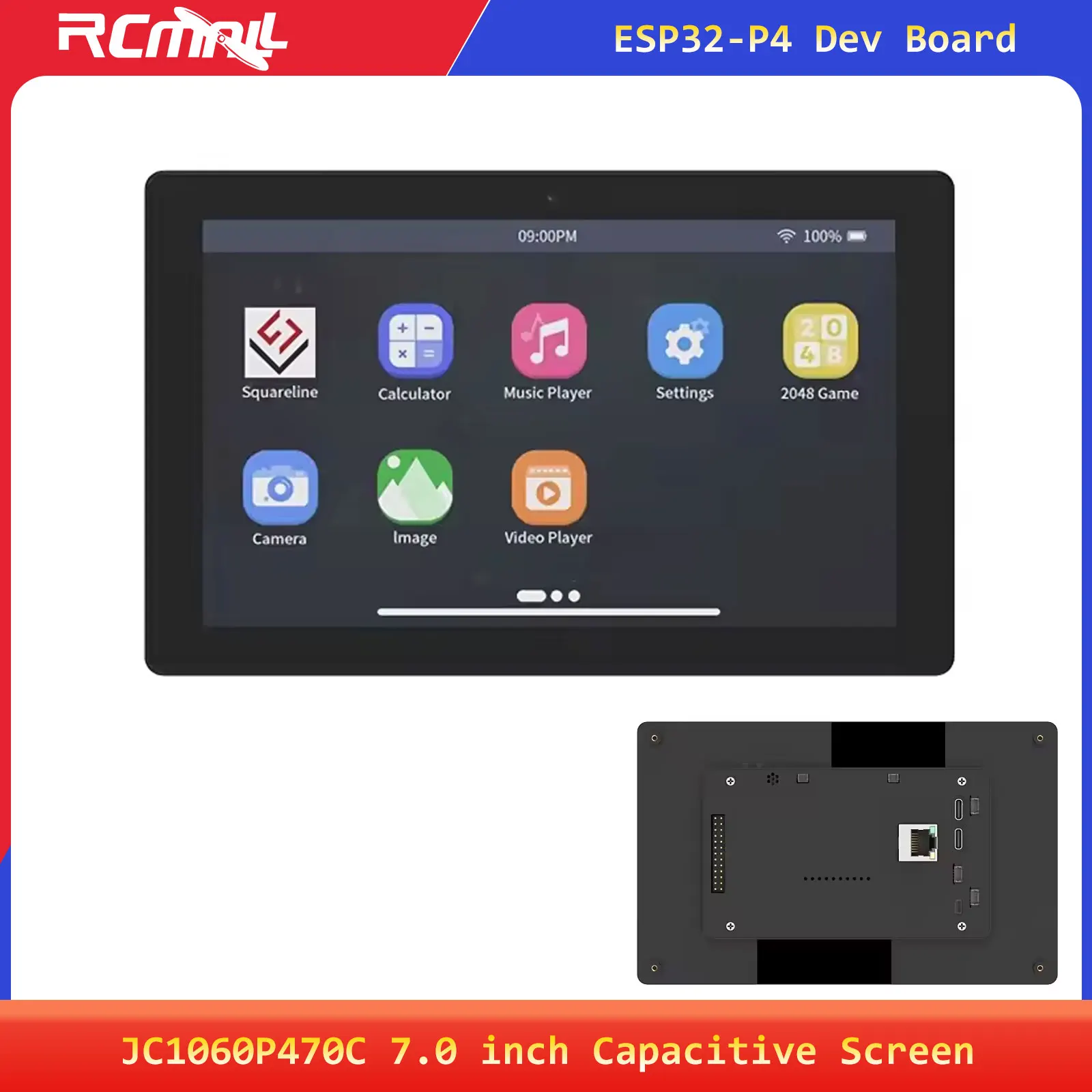 JC1060P470C 7.0inch 1024x600 IPS Capacitive Touch Display ESP32P4 Development Board ESP32-C6 WIFI BLE Module with Housing Camera