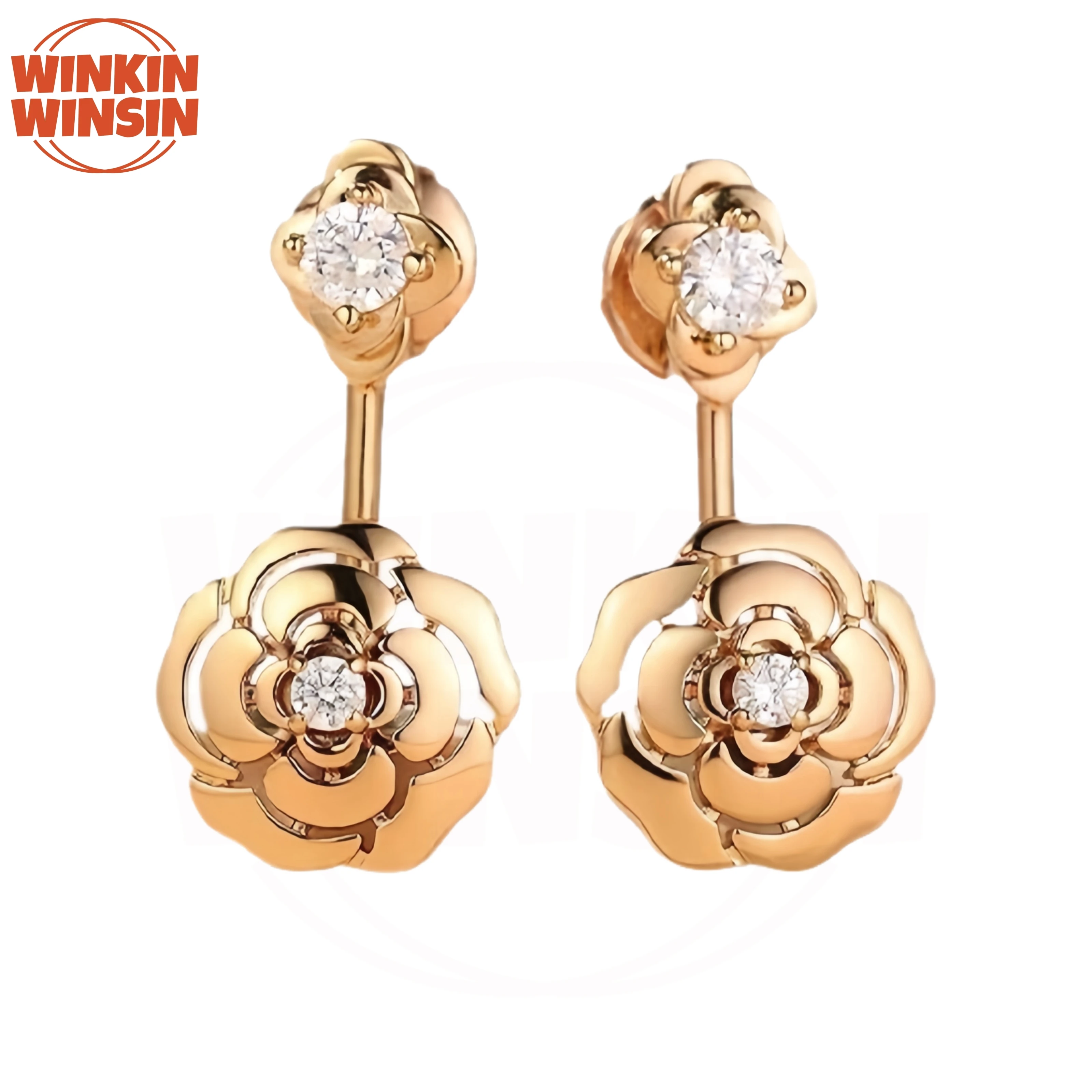 

Winkin Winsin Luxury s925 Camellia Flower 925 Sterling Silver Drop Earrings For Women Camellia Stud Earrings Jewelry