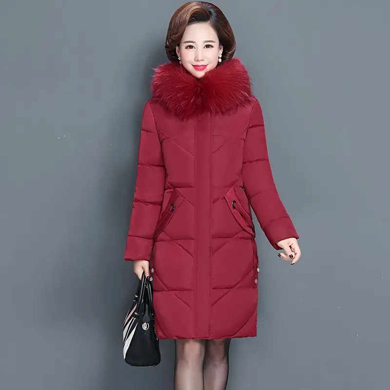 

Длинный пуховик женский Россия Роскошный меховой воротник енота с капюшоном брендовая парка на белом утином пуху высшего качества doudoune femme Plus X2