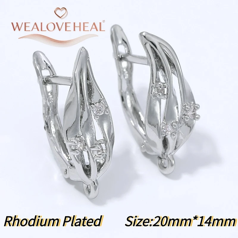schmuckherstellung zubehör, 1 Paar 18K vergoldete Messing-Ohrringhaken mit rechteckigem Hebelverschluss, Baguette-Zirkonia-Mikropavé, offener Schlaufen-Anhänger für die Ohrringherstellung – Detail 34