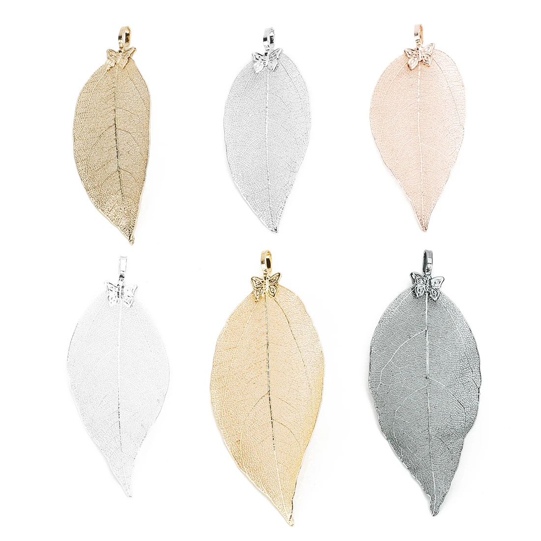 2 teile/los Kupfer Schmetterling Blatt Charms Strukturierte Blatt Anhänger Für Schmuck Machen DIY Armband Halskette Ohrringe Zubehör – Detail 1