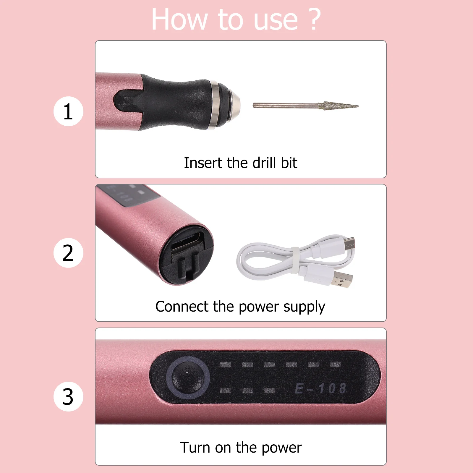1 ensemble de broyeur à ongles électrique Portable, Rechargeable par Usb, outil de polissage de manucure, élimination des peaux mortes, fournitures d'art des ongles