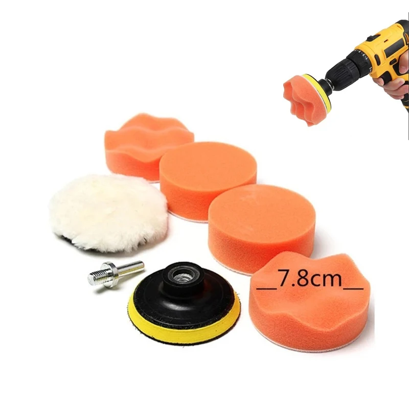 3inch Car Sponge Polishing Pad Set Polishing Buffer Waxing Adapter Drill Kit for Auto Body Care Headlight Restoration Kit