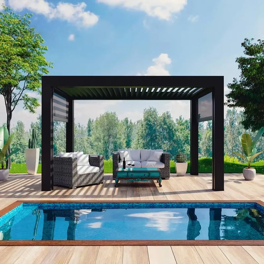 

Waterproof Louvered Roof System Kit, Bioclimatic Aluminum Pergola, Outdoor Garden Gazebo Patio Shelter