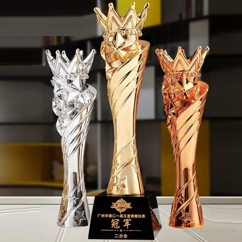 Customized Crown Trophy, Golden Cups Trophy, Award Champions, Sports Winner, Educational Props, Reward Competition Prizes Toy