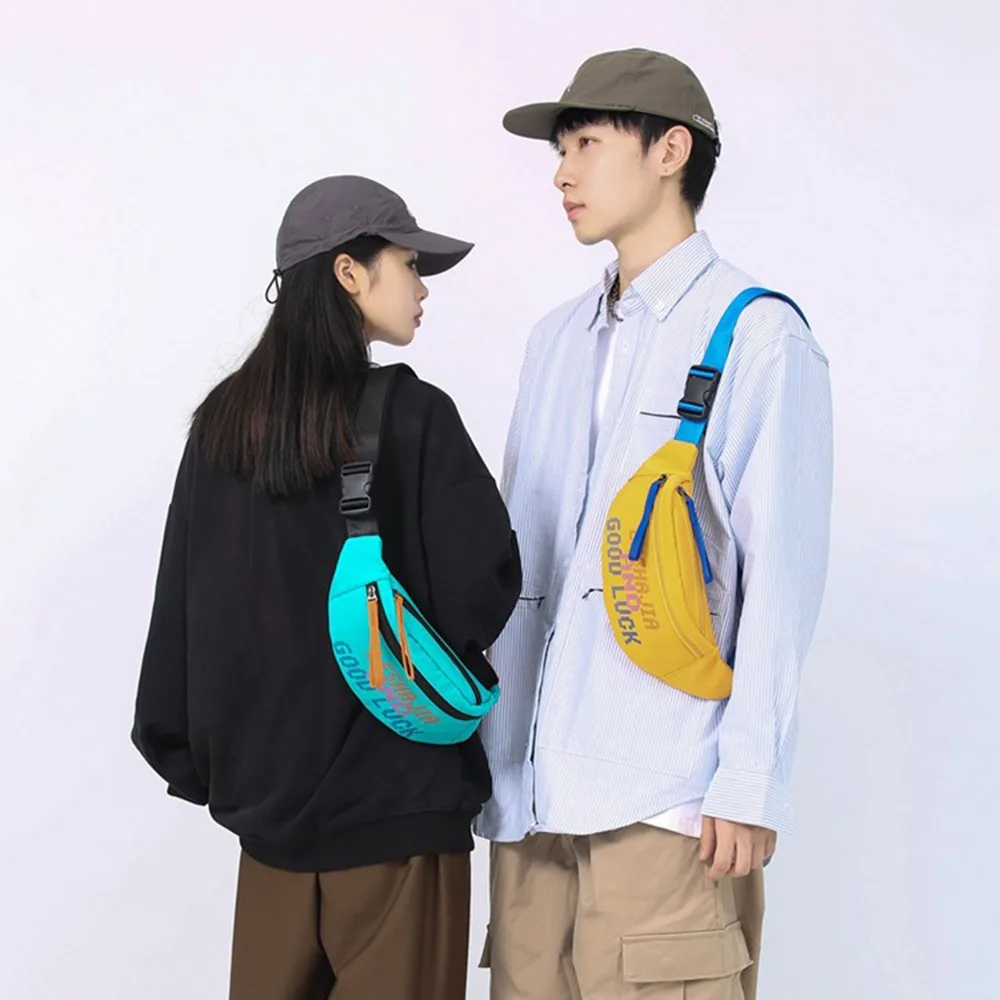 Fashion Large Capacity Sports Chest Bag Color Contrast Waterproof Man's Fanny Pack Phone Pouch Nylon Male Waist Bag Boys