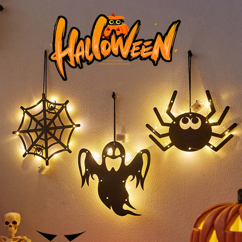 Halloween Decoration Light Small Pendant Bar Indoor Decoration Scene Arrangement Theme Prop Glowing Ghost Pumpkin Light Spooky