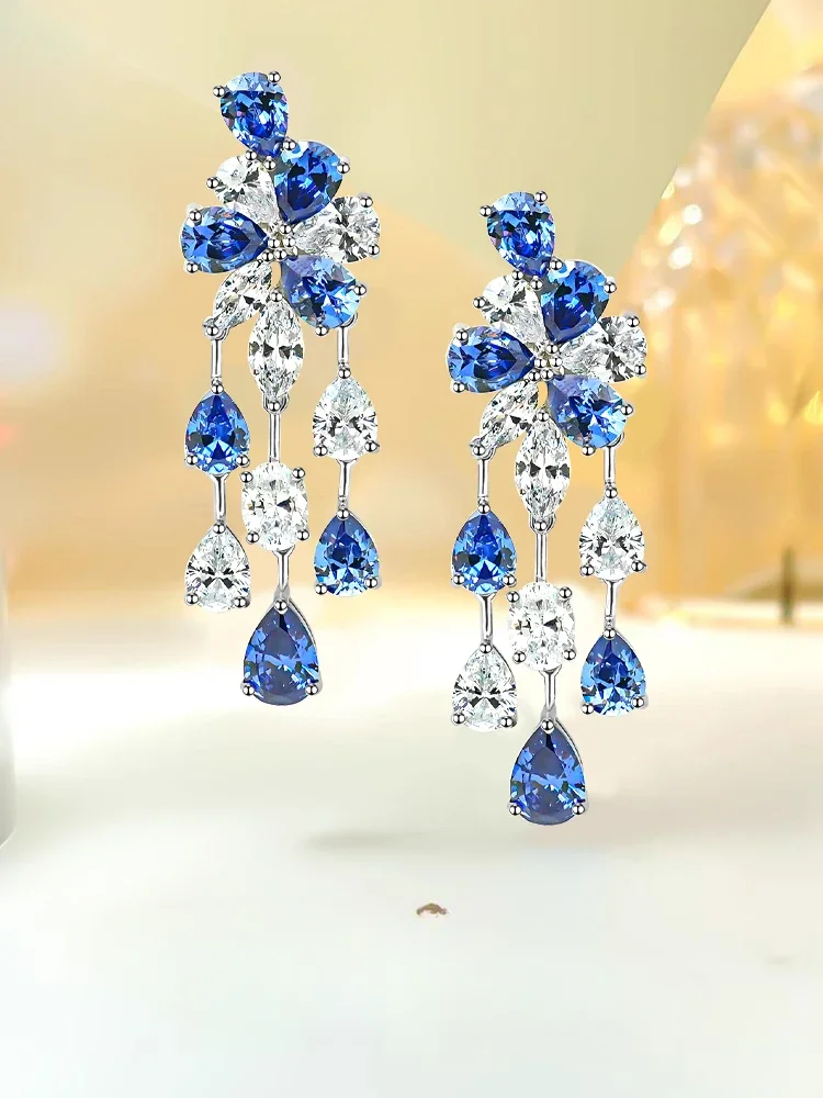 

Desire New Droplet Flower Earrings with Sterling Silver Inlaid High Carbon Diamonds, Small and Elegant Design