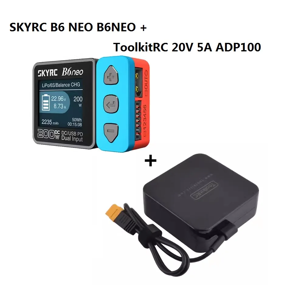 SKYRC B6 NEO ToolkitRC 20V 5A ADP100 Smart Charger DC 200W PD 80W LiPo Battery Balance Charger Discharger