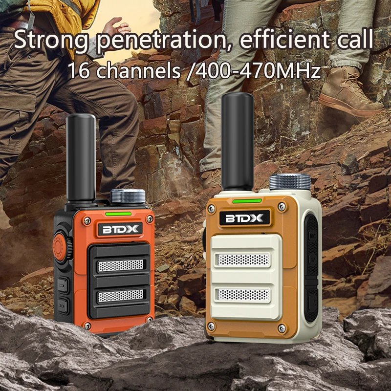 1pcs BTONERA BT390 Mini Walkie Talkie PMR FRS Long Range Rechargable Portable Kids Two Way Radio Type-C Charger for Camping Trip