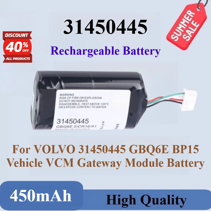Brand New 7.2V 450mAh Replaceable Battery For VOLVO 31450445 GBQ6E BP15 Vehicle VCM Gateway Module Batteries + Free Tools