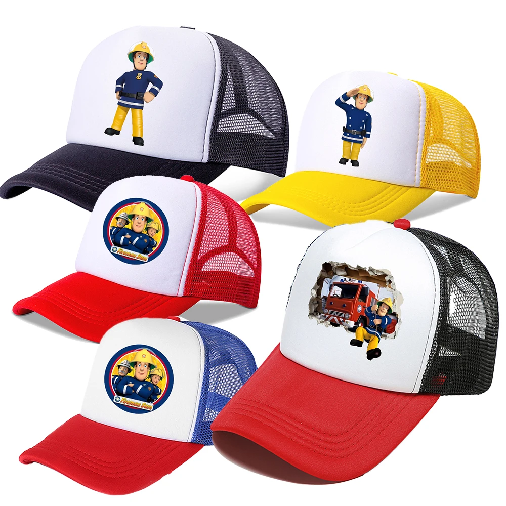 Fireman Sam Baseball Cap Children Cartoon Anime Figure Print Hat Boy Girl Breathable Kid Hat HipHop NetCap Kawaii kids Toy Gift