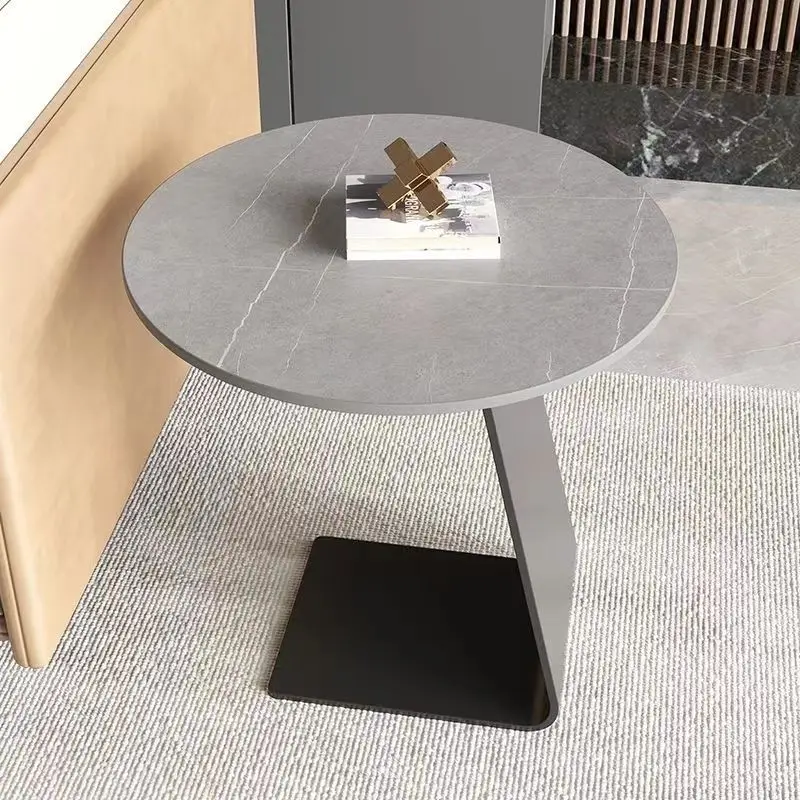 

￥%Luxury-lite sofa side table with minimalist legs Coffee table for the living room with movable side . Iron frame table legs
