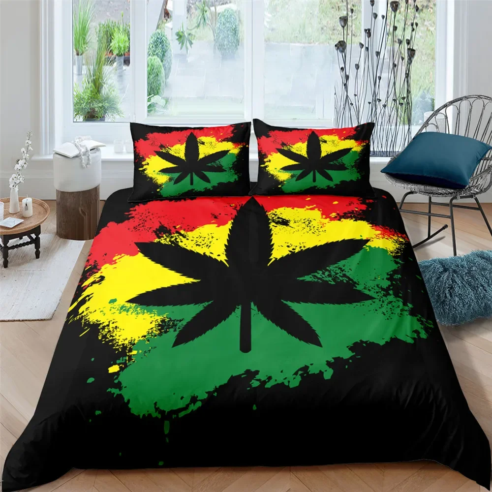 Colourful Maple Leaf Bedding Set Polyester Duvet Cover Home Textile Single/Twin/Double/Full/Queen/UK King/AU King/US King Size