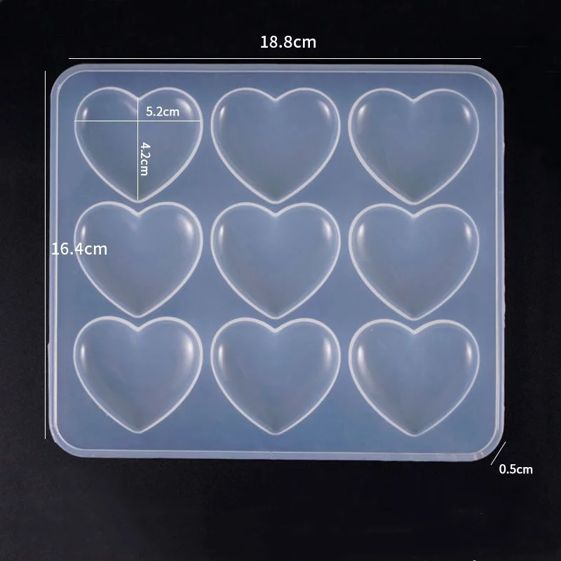 Nine Grid Heart Resin Crystal Epoxy Mold DIY Handcrafted Irregular Shaped Creative Cake Silicone Mold Home Decoration Storage