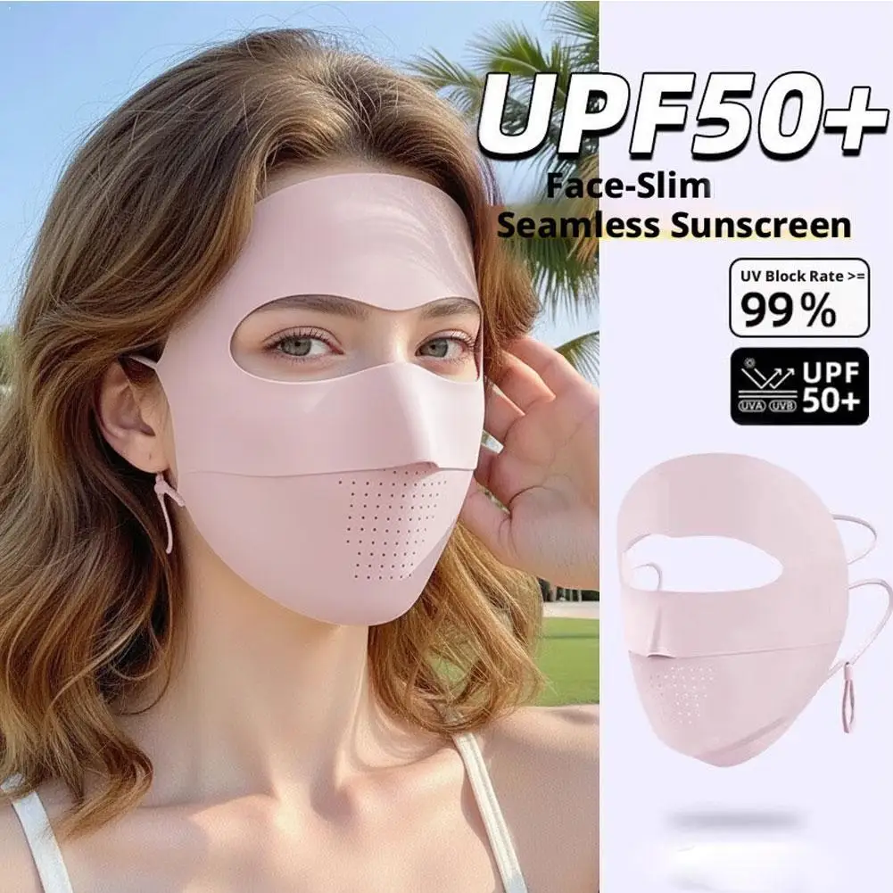 

UPF 50+ Full Face Sun Protection Mask with Cooling Airthin Technology Ultra-Light Breathable Sunscreen Mask Adjustable Ear Loops