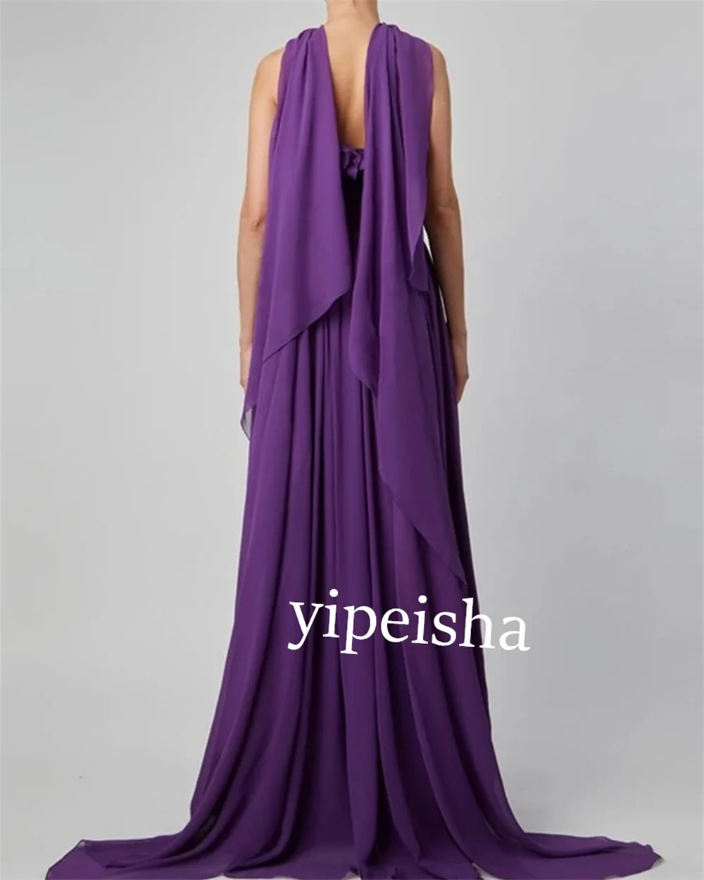 Customized Jersey Draped Flower Cocktail Party A-line Strapless Bespoke Occasion Gown Long Dresses