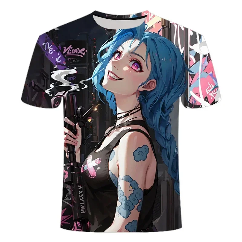 

Arcane League Jinx Graphs Fashion Anime 3D Print Men Women T-shirt O-neck Short Sleeve Top Summer Casual Hip Hop Streetwear Tees