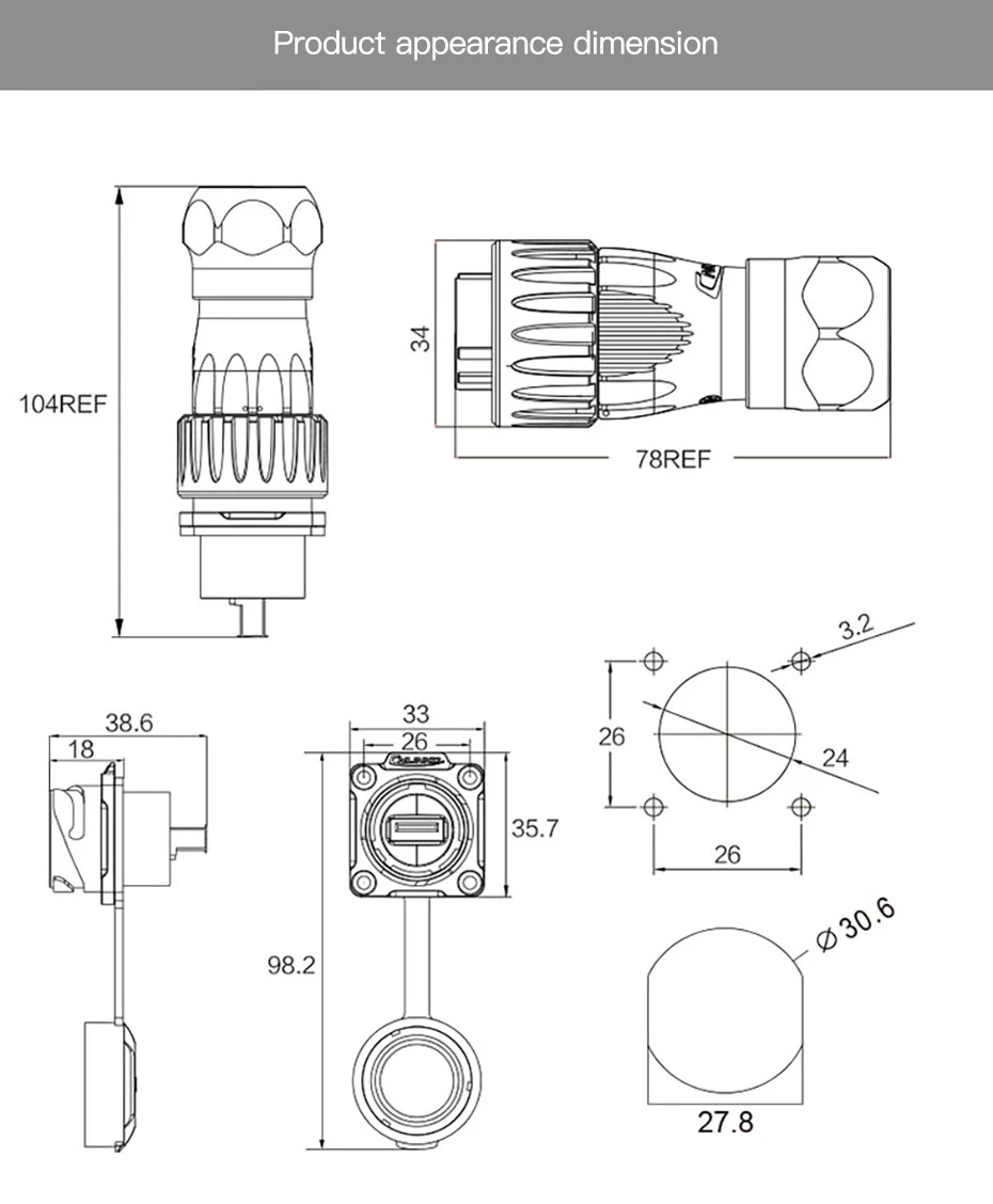 CNLINKO 1/4 Bajonett-Anschluss, USB 3.0, Metallgehäuse, wasserdichter Datenanschluss, IP68-Anschluss, USB-Panel-Mount-Stecker mit 0,5 m Kabel – Detail 17