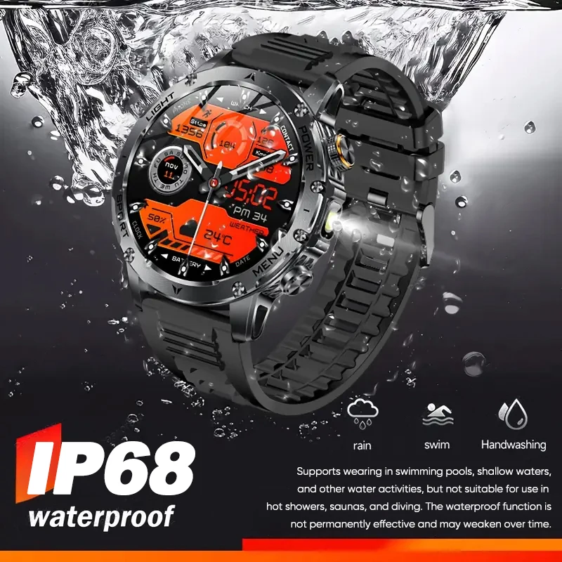 2025 New GPS Sports Smart Watch 1000mAh Large battery AMOLED LED Flashlight Compass Military Grade Bluetooth call Smartwatch men