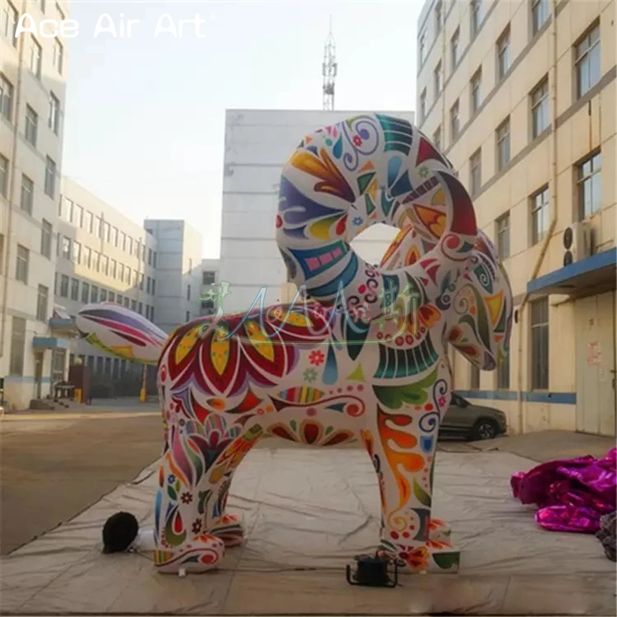 

4m High Colorful Inflatable Goat Airblown Animal Model For Outdoor Advertising Event Decoration Made By Ace Air Art