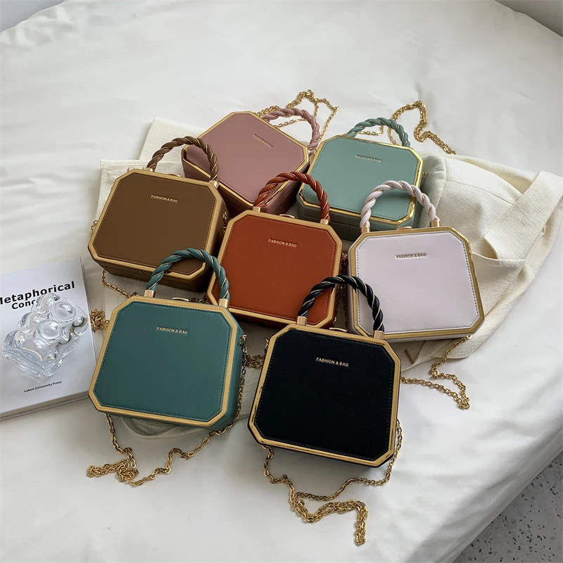 fashion shopping crossbody square box purse and bags Designer women luxury pu shoulder handbags