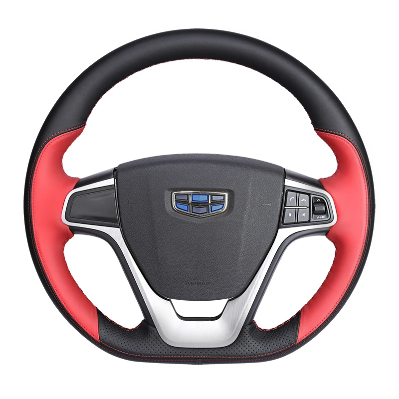 

For Geely Borry X6 Emgrand GS GL Vision X3 Genuine Leather Anti-slip Hand-sewn Interior Car Accessories Steering Wheel Cover