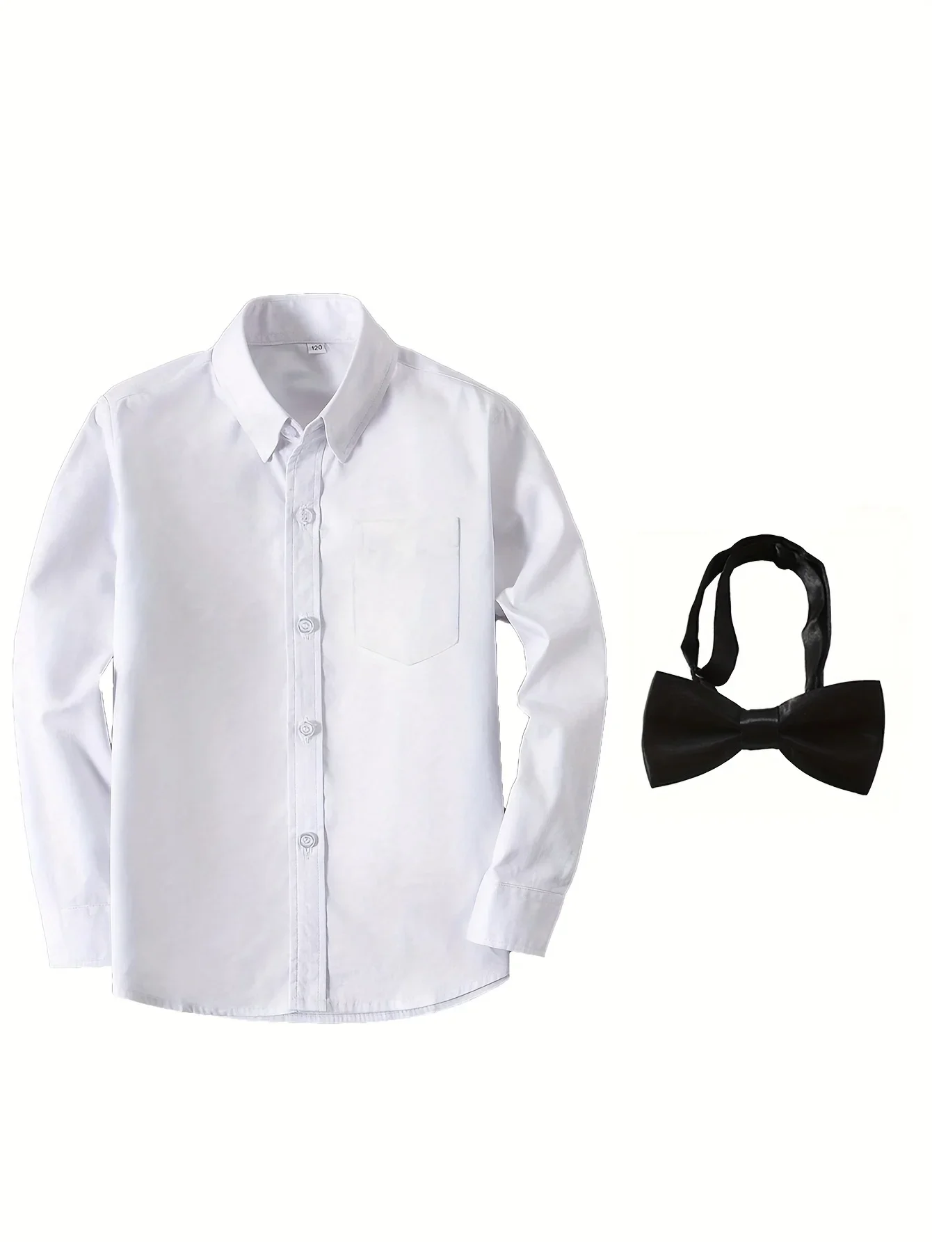 Jungen-Hemd, kostenlose Fliege, langärmelig, einreihig, lässig, bequem, Teenager-Hemd, Hochzeit, Geburtstag, Party, Größe 2–16 Jahre – Detail 5