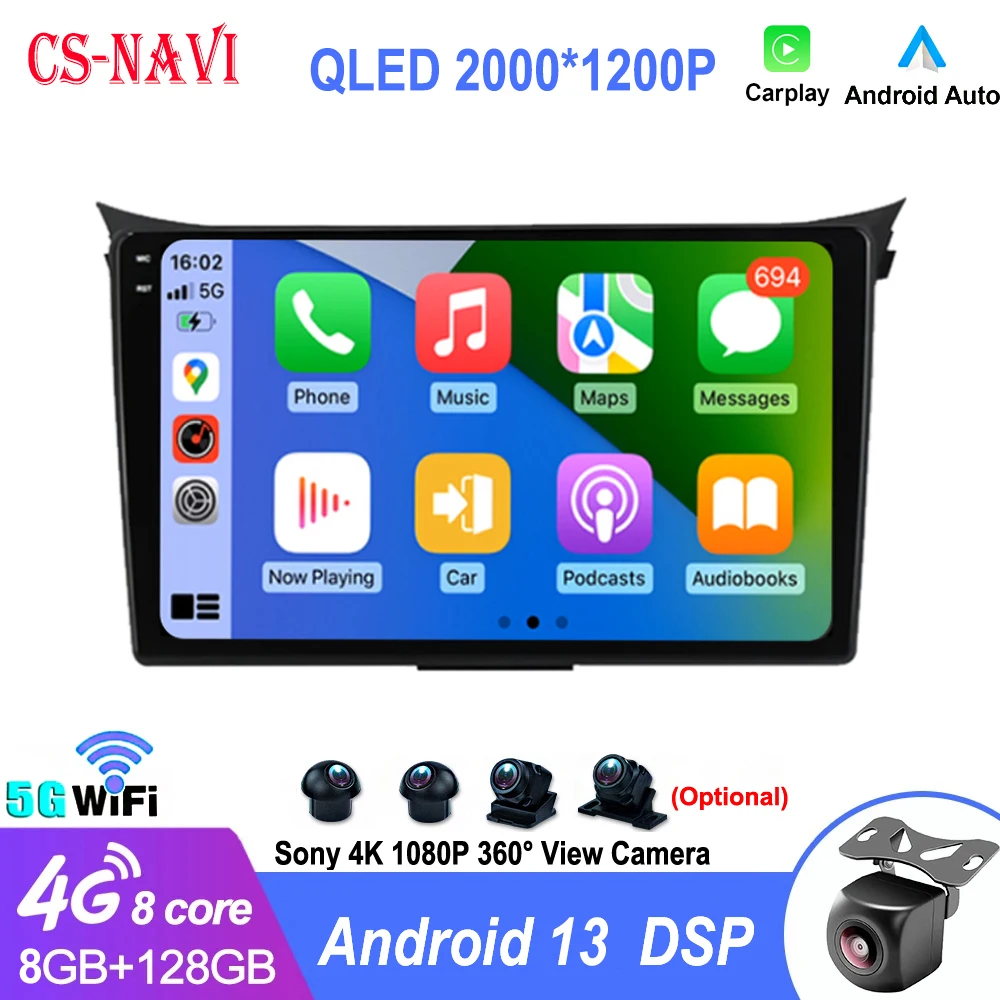 

For Hyundai i30 II 2 GD 2011 - 2017 Android13 Car Stereo Unit Multimedia Radio Video Player GPS BT Wireless Carplay Android Auto