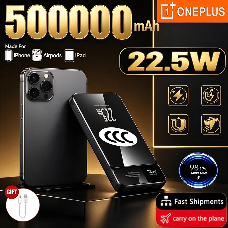 OnePlus Large‑Capacity 500000mAh PD22.5W Magnetic Wireless Portable Fast Charging External Battery Power Bank For iPhone Samsung