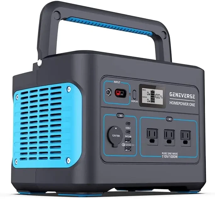 1002Wh Portable Power Station HomePower ONE: 8 Outlets (3X 1000W AC Outlets). Quiet Indoor-Safe Backup Battery Power Generator