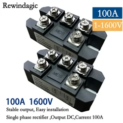1 Pcs High Power Bridge Rectifier 100A Single Phase Diode Bridge Rectifier 4 Terminal 1600V Diode Bridge Rectifier Module