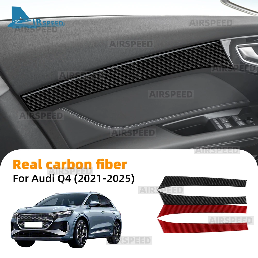 Real Soft Carbon Fiber Aufkleber für Audi Q4 e-tron 2021 2022 2023 2024 2025 LHD RHD Auto Vorne Hinten tür Trim Streifen Aufkleber Panel