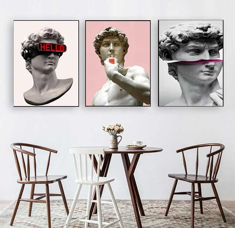 Statue Drinking Wall Art Home Decor Painting  HD Print Modern Posters Canvas Cuadros Modular Frame Picture Gift  decoration