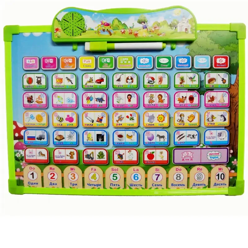 2 IN 1 Russian Learning Machine tablet and Drawing Board Painting Pictures Electronic Phonetic Baby Alphabet Music Toy Best Gift