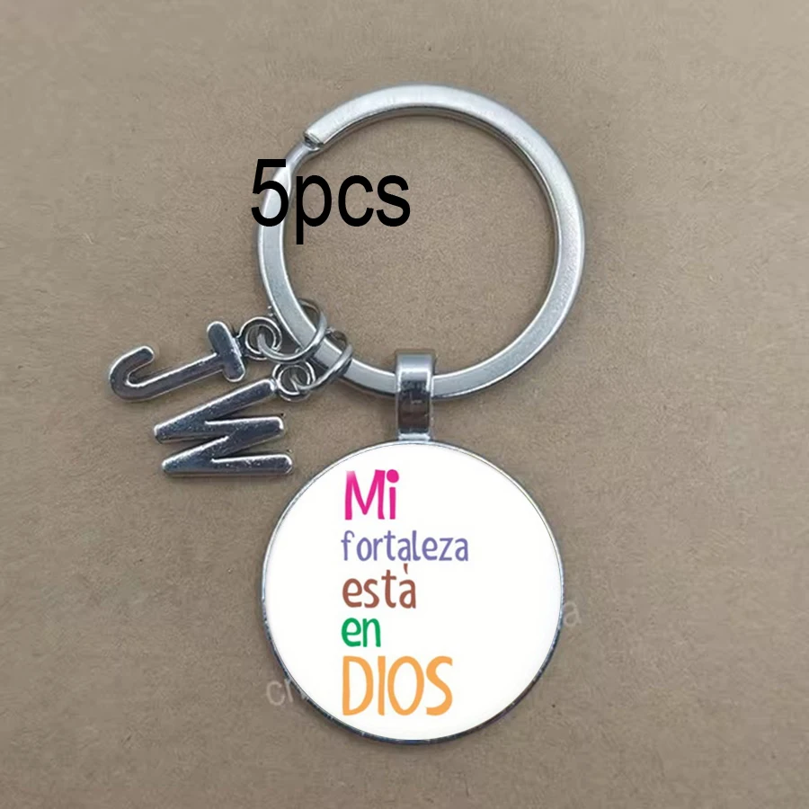 Letter Sign Spanish Todo lo Time Gemstone Keychain Keyring Bible Jesus Hanging