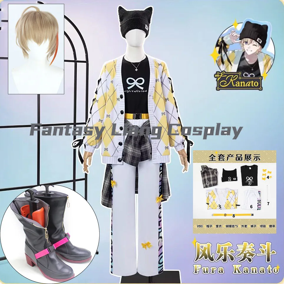 

Костюм для косплея Fura Kanato к 3-летнему юбилею: парик, обувь, униформа для игр, аниме-вечеринок, Хэллоуина, ролевых игр, одежда