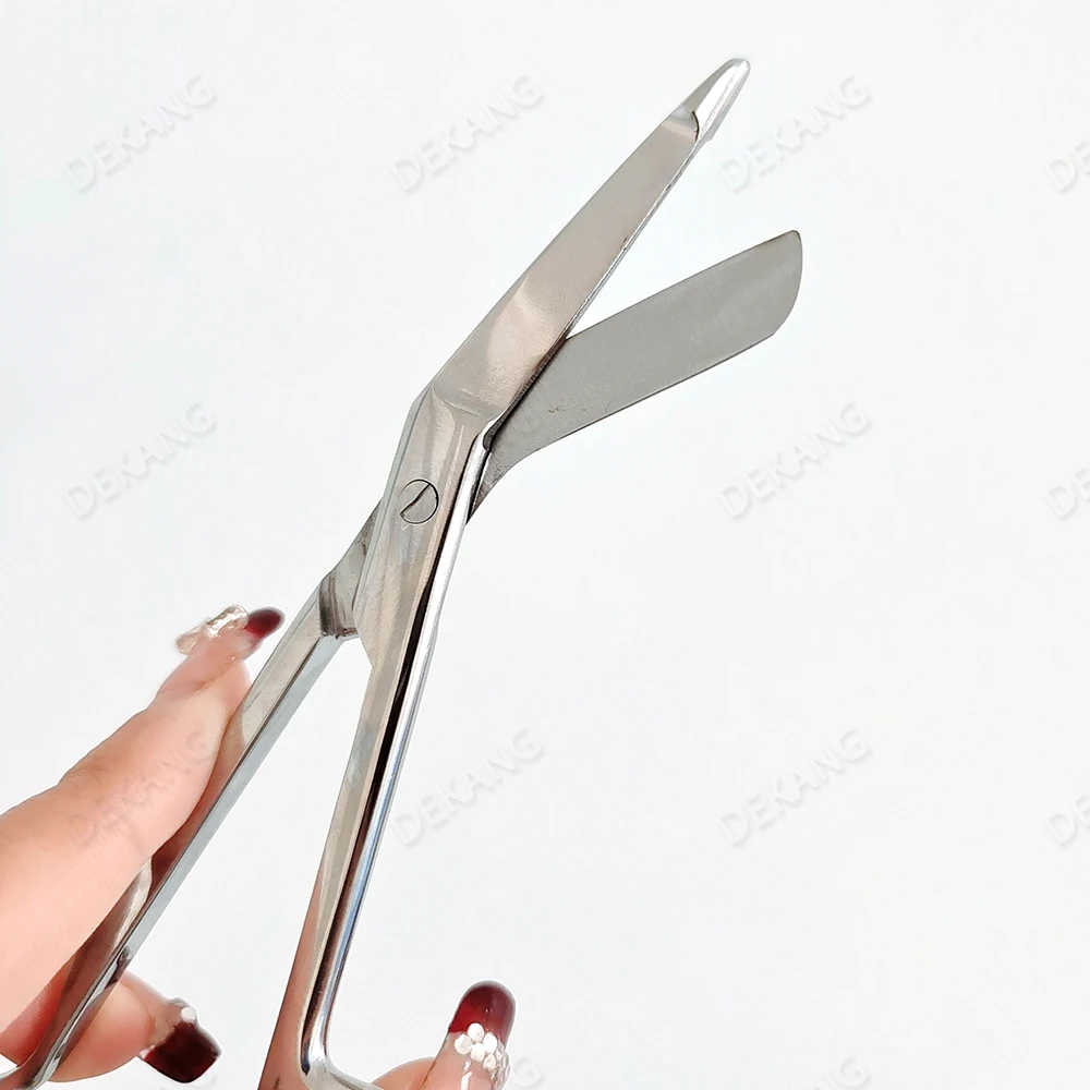 Tesoura de bolso de aço inoxidável, 14 cm de comprimento, tesoura para curativo e cabo de bandagem de gesso