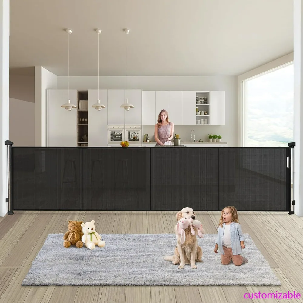 

Расширяемые широкие защитные ворота для детей и домашних животных — сетчатый барьер высотой 200 дюймов для малышей и собак