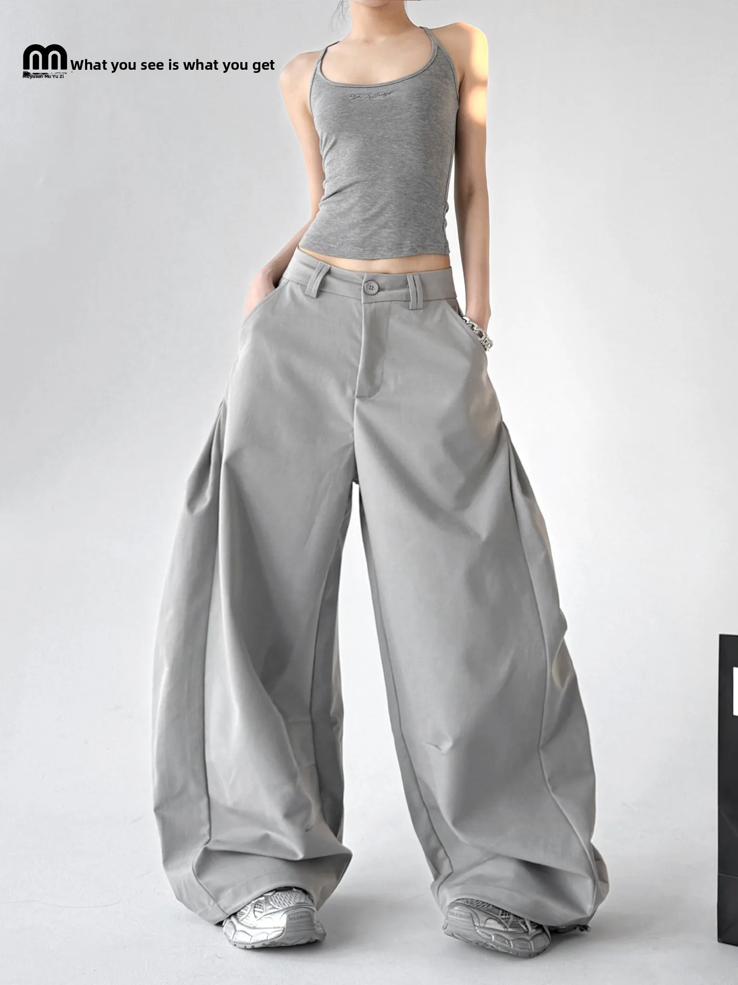 

Женские брюки с высокой талией и широкими штанинами для работы и активного отдыха, весна-лето, новые, свободные, стройнящие, для походов, повседневные