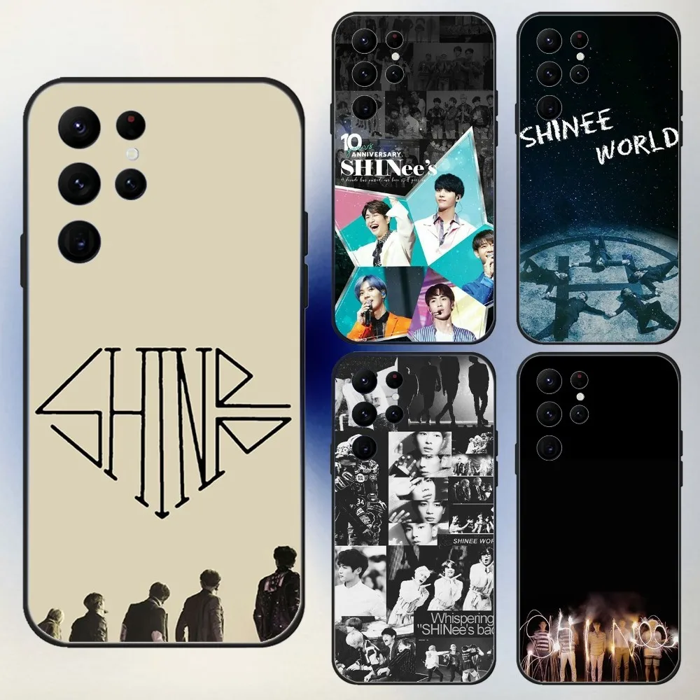 Korea Kpop S-Shinee Phone Case For Samsung S24,23,22,30,21,10,9,Ultra,Plus,Lite,FE,5G Black Soft Case