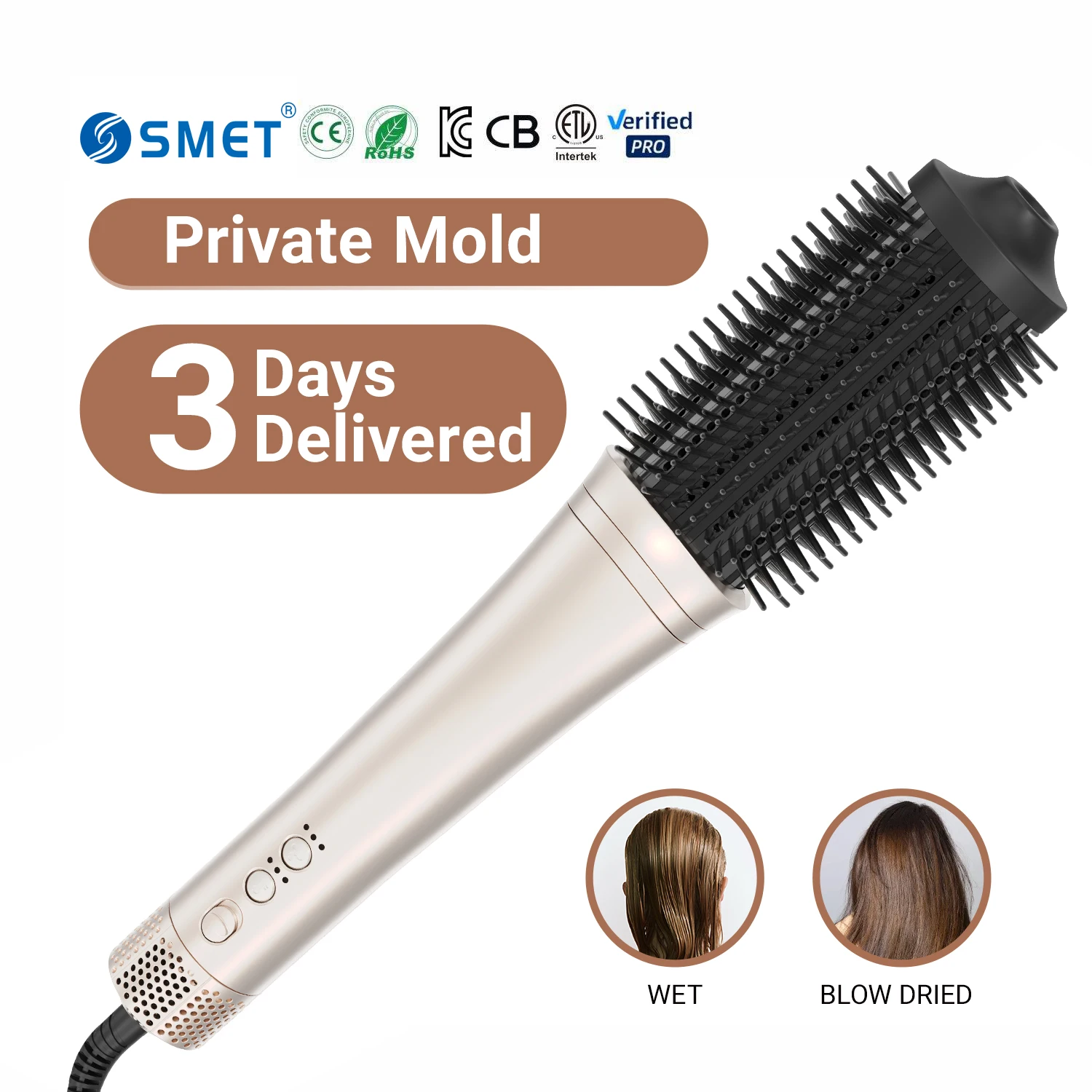 

SMET Профессиональная щетка для фена 110000 об/мин, турбостайлер, высокоскоростная щетка с горячим воздухом для салона, домашнего укладки