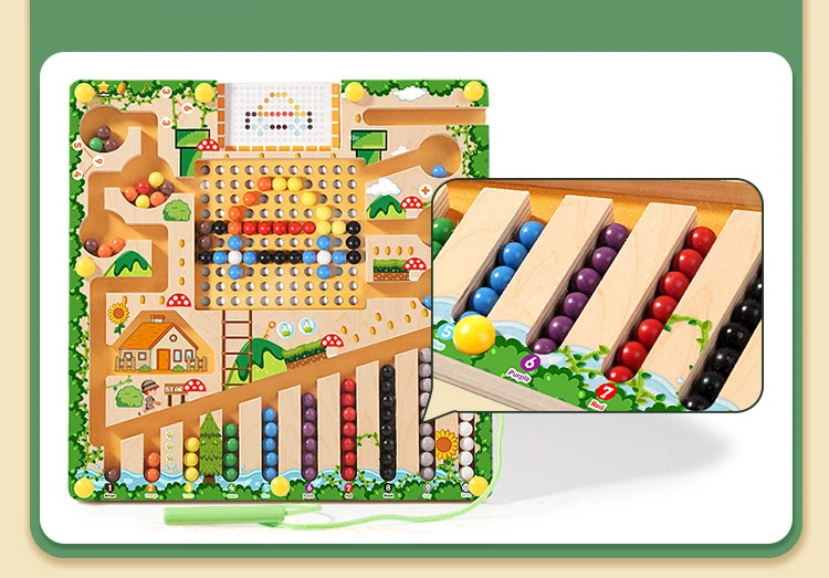 Magnetische Sortierspiele Montessori Puzzle Spielzeug Labyrinth Bord Lernen Farbe Zählen Anzahl Klassifizierung Holz Lernspielzeug – Detail 4