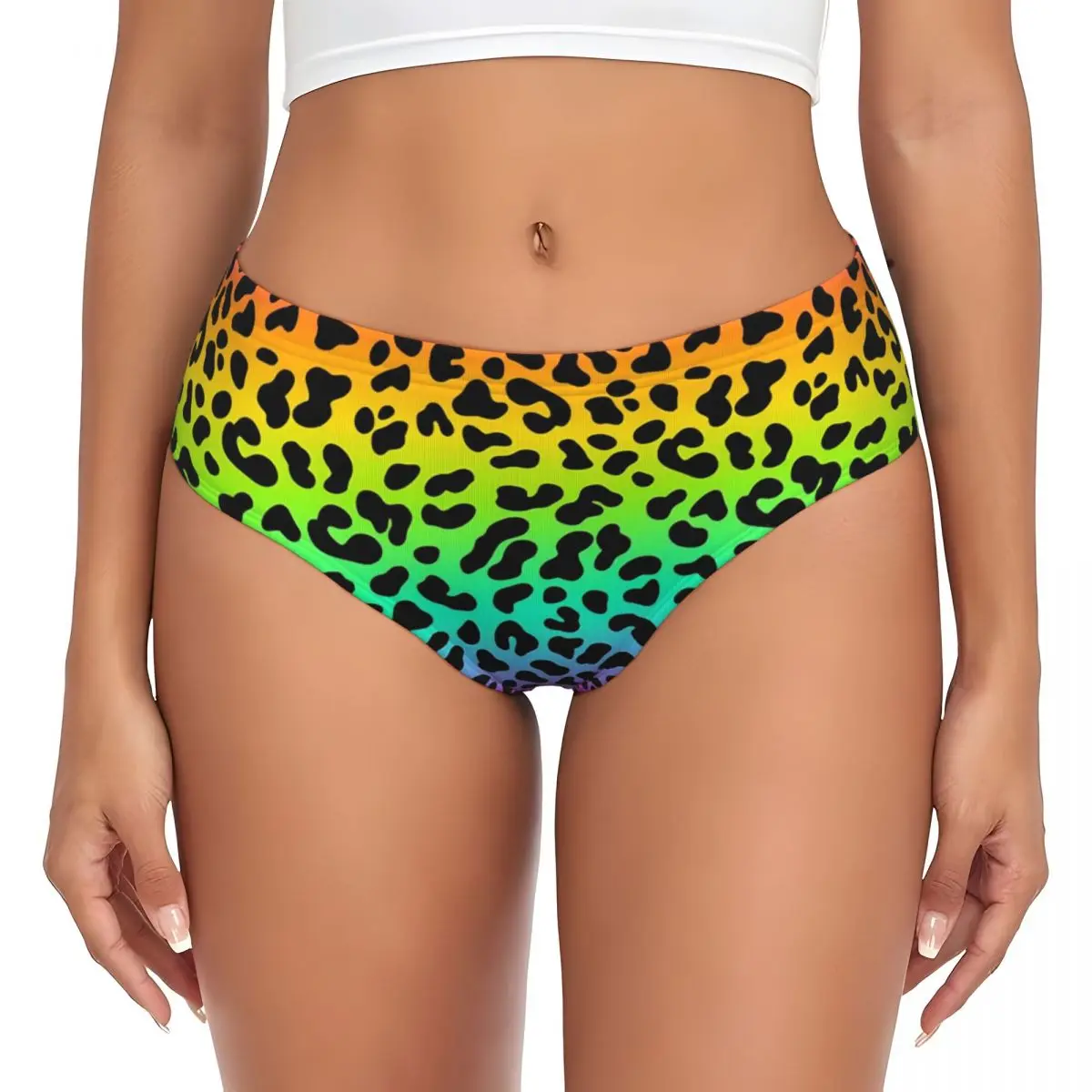 Custom Rainbow Animal Leopard Brief Panties Women's Stretch Underwear