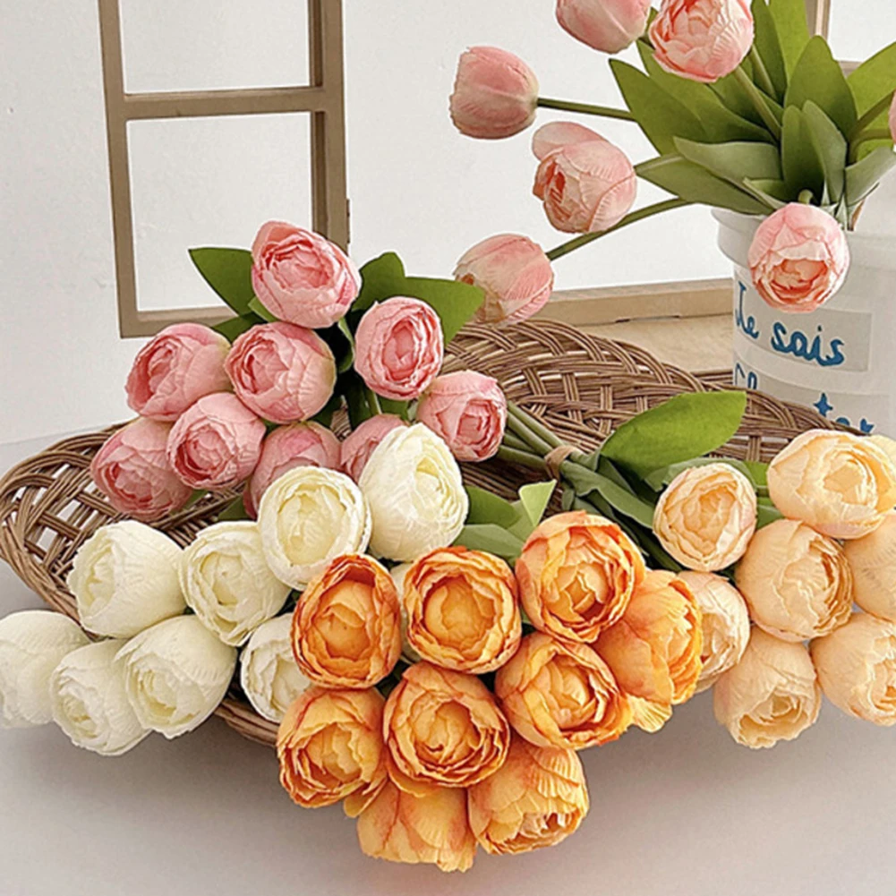 

Imitation Flower Artificial 9-Head Tulip Bouquet Home Decor Handheld Bouquet Wedding Living Room Dining Room Ornaments