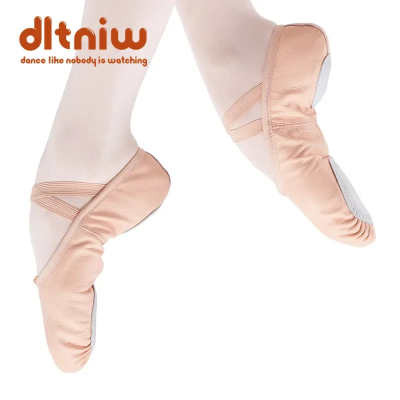 شباشب باليه احترافية للنساء والفتيات والأطفال الصغار من الجلد الطبيعي Zapatillas للسيدات حذاء رقص بنعل منفصل بالكامل