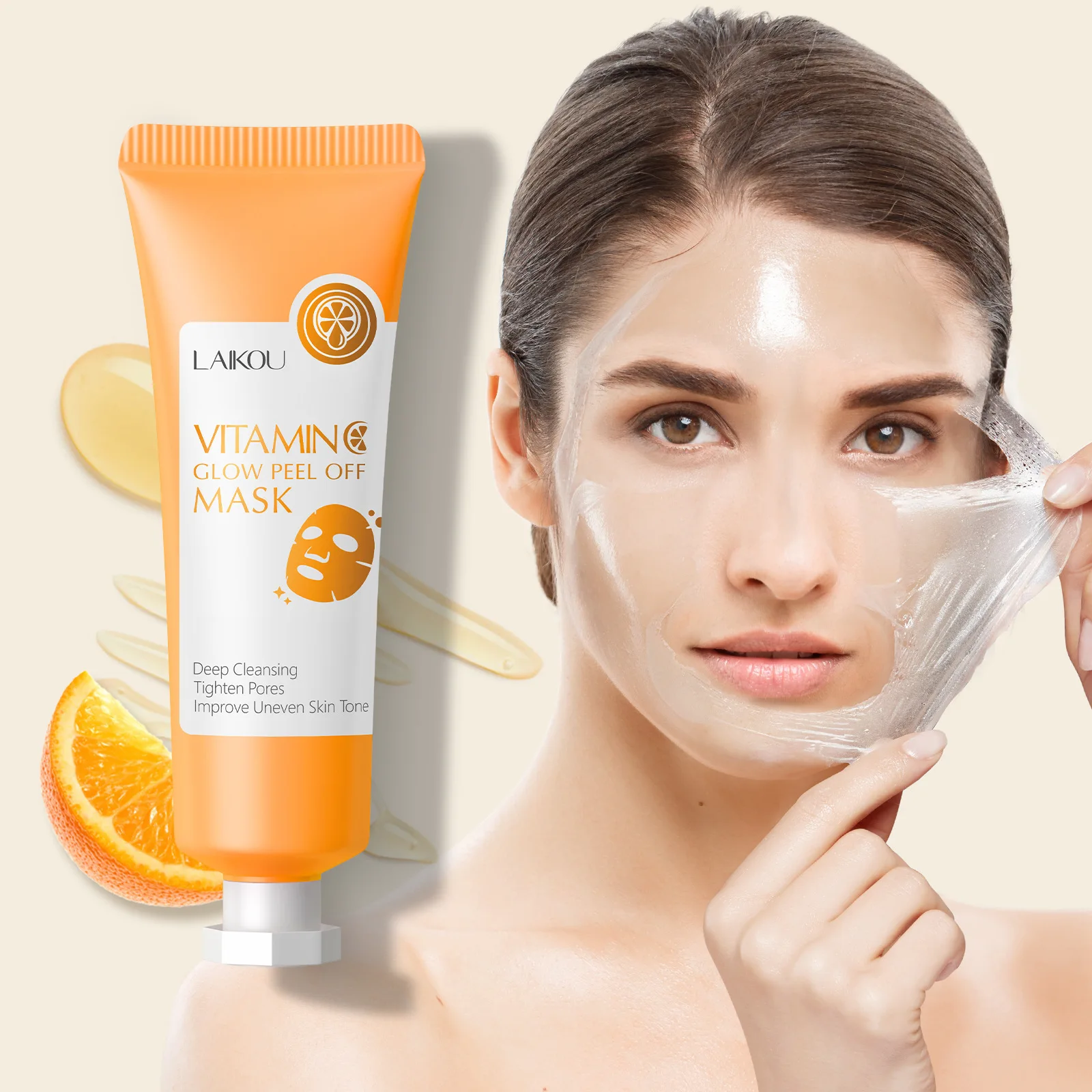 

LAIKOU Vitamin C Collagen Peel Off Face Mask Blackheads Deep Cleaning Oil-Control Hydrating Facial Tear Off Mask Face Skin Care