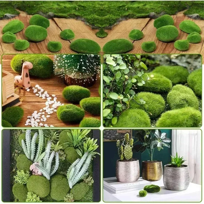 5/100pcs Green Moss Stone For Garden Crafting Simulation Plant Creative Crafts Artificial Moss Rocks DIY Micro Landscape Decors